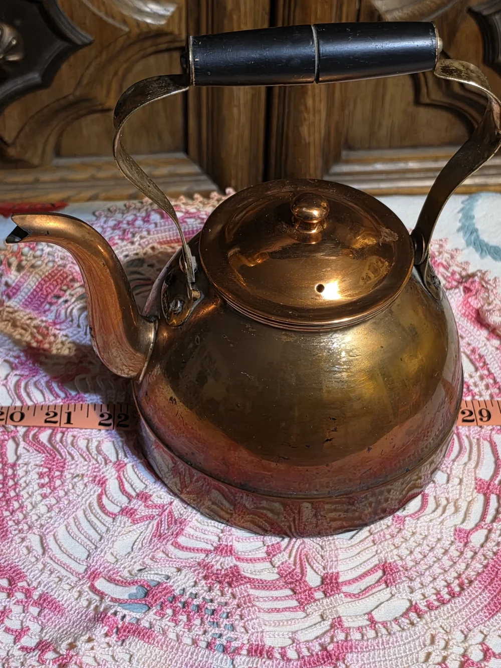 Copper-Finish Stovetop Teakettle with Black Handle